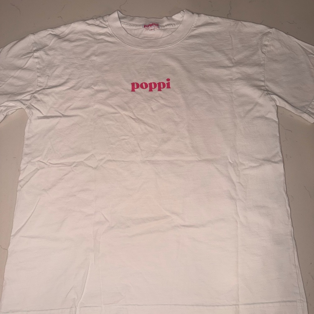 Poppi White Kids T-Shirt with Pink Logo